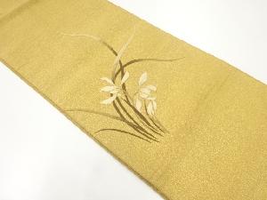 川島織物製　綴れ花模様刺繍リバーシブル袋帯